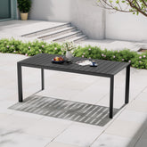 Pellebant 71 in. Outdoor Patio Dining Table with Umbrella Hole, Rust-Free Aluminum Frame and Weather-Resistant Wood-Like Top